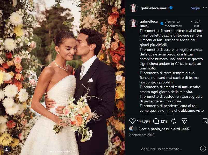 Saved visual preview of Gabrielle Caunesil wedding post