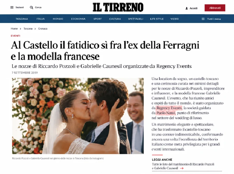 Saved visual preview of Il Tirreno coverage naming Regency and Paolo Nassi