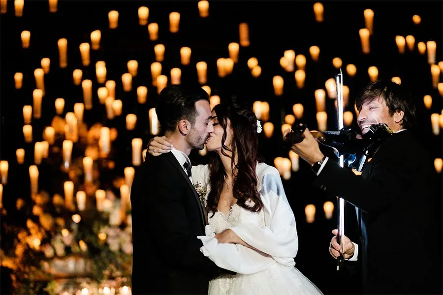 Late night wedding celebration in Italy at exclusive venue