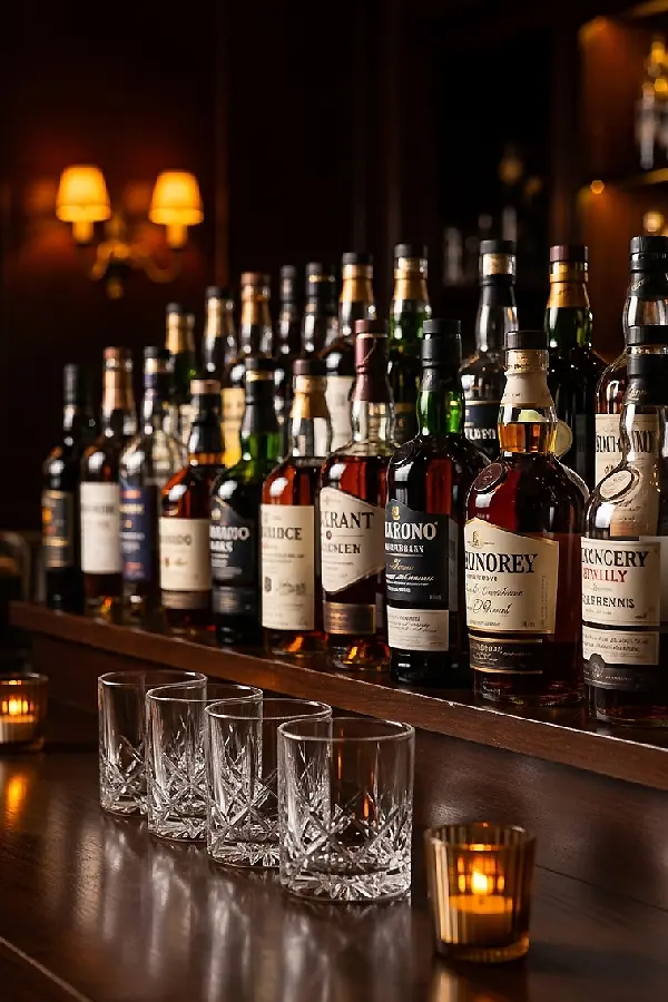 Whiskey and whisky selection for luxury open bars in Italy