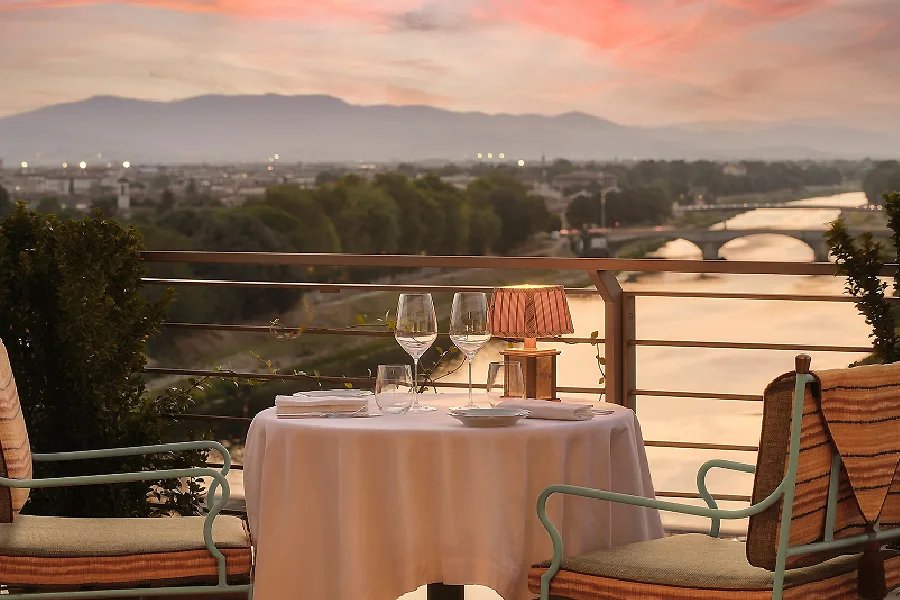 Elegant restaurant atmosphere in Italy