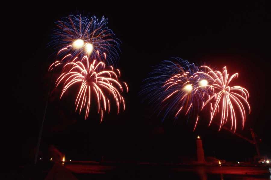 Country Fireworks in Italy. Tuscany Countryside
