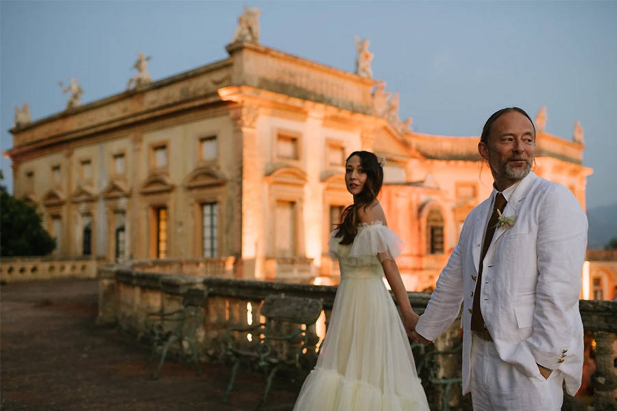 Thom Yorke and Dajana Roncione at the majestic Villa Valguarnera